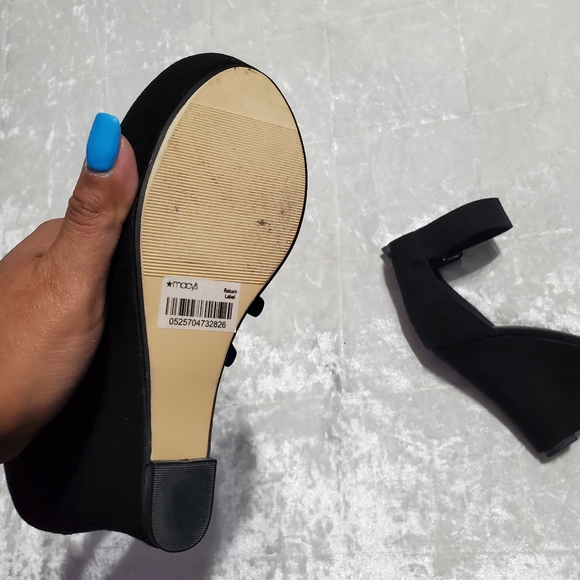 Madden Girl Black Suede Wedges - Picture 4 of 7